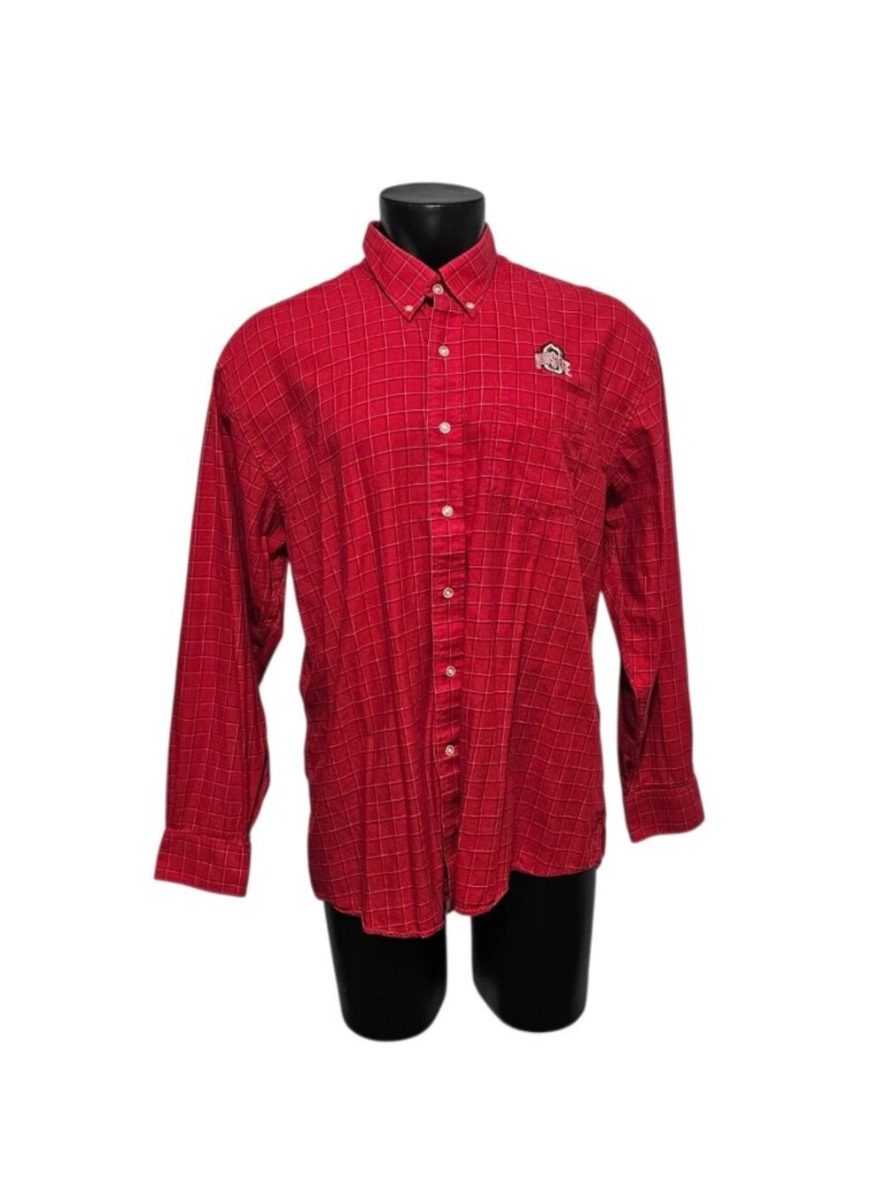 Cutter & Buck Ohio State Buckeyes Plaid Logo Button Down Shirt XXL
